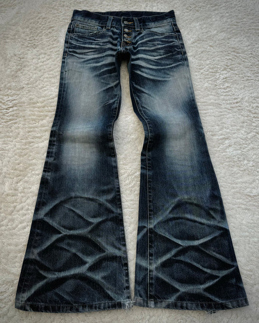 Tornado Mart Heavy Whisker Washed Flared Jeans
