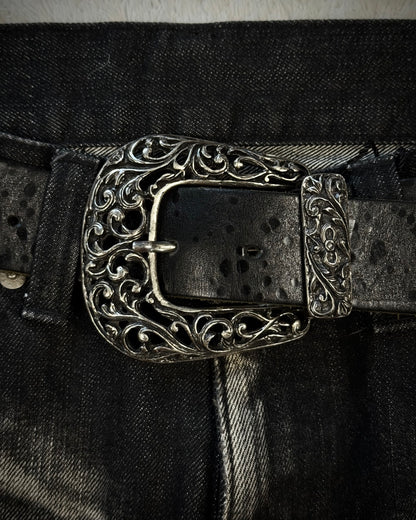 Vernice Tribal Western Buckle Vintage Leather Belt