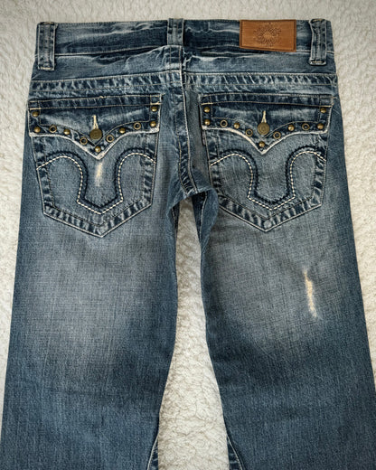 Tornado Mart Pierced Western Spiral Bootcut Jeans
