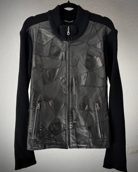 5351 Pour Les Hommes Scar Stitched Cowhide Leather Patchwork Jacket