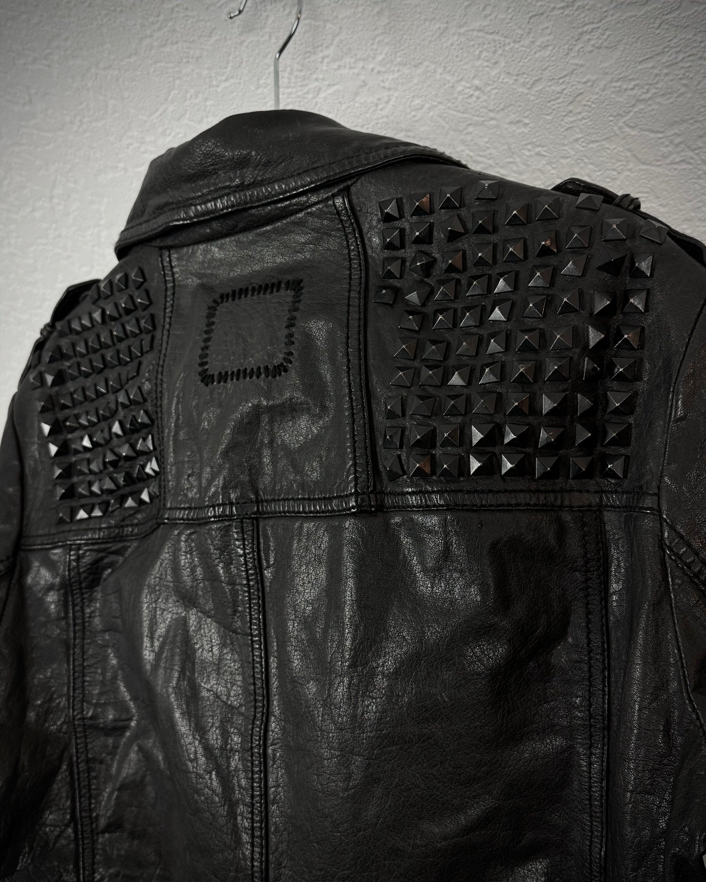 Tigha Studded Leather Double Rider Jacket