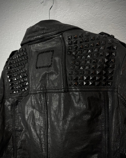 Tigha Studded Leather Double Rider Jacket