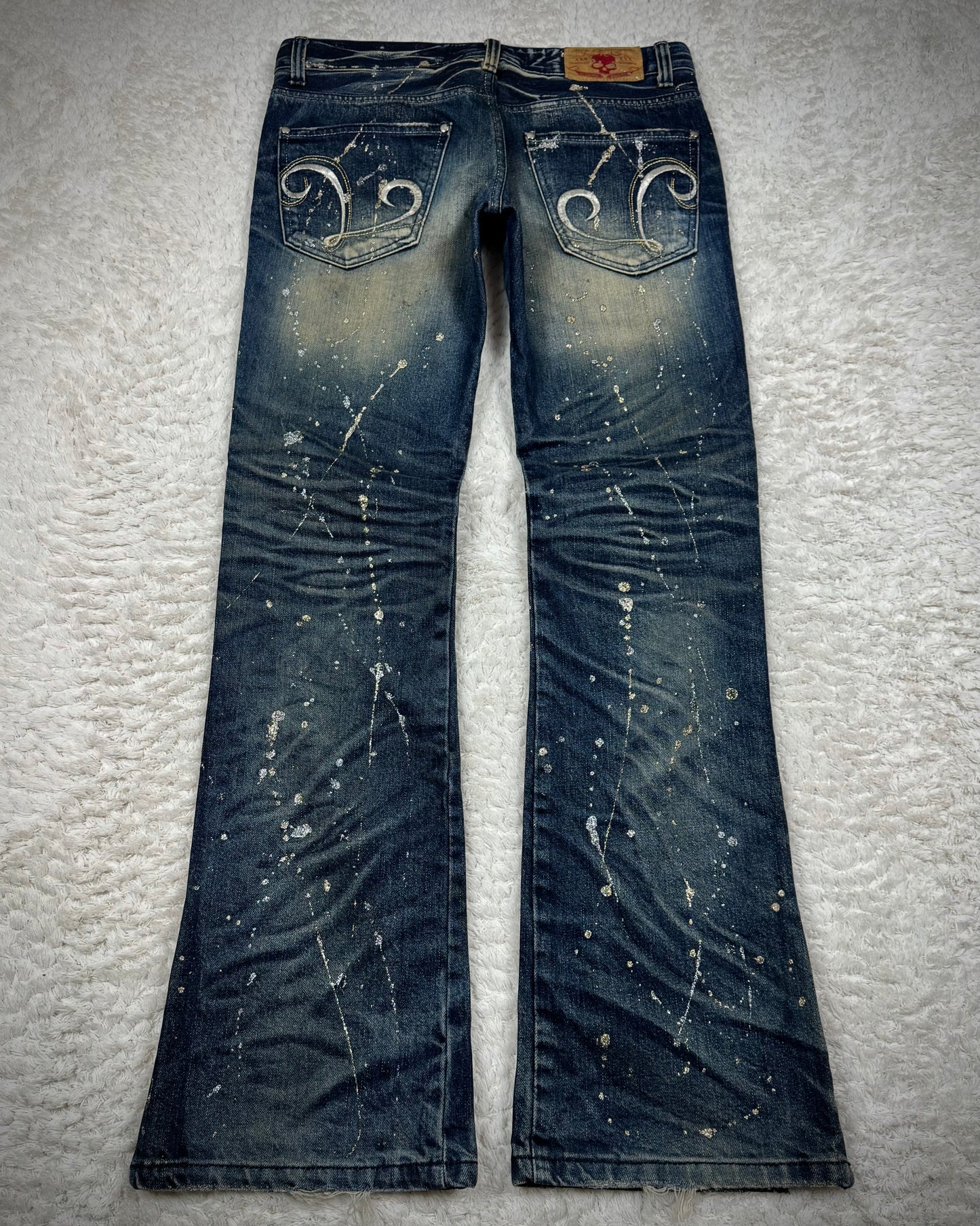 Lagust Gold & Silver Splatter Zippered Bootcut Denim