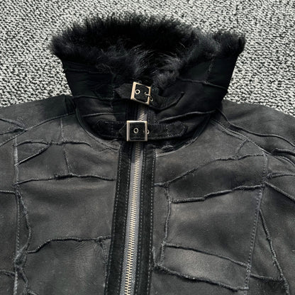 Tornado Mart Leather Patchwork & Fur Jacket