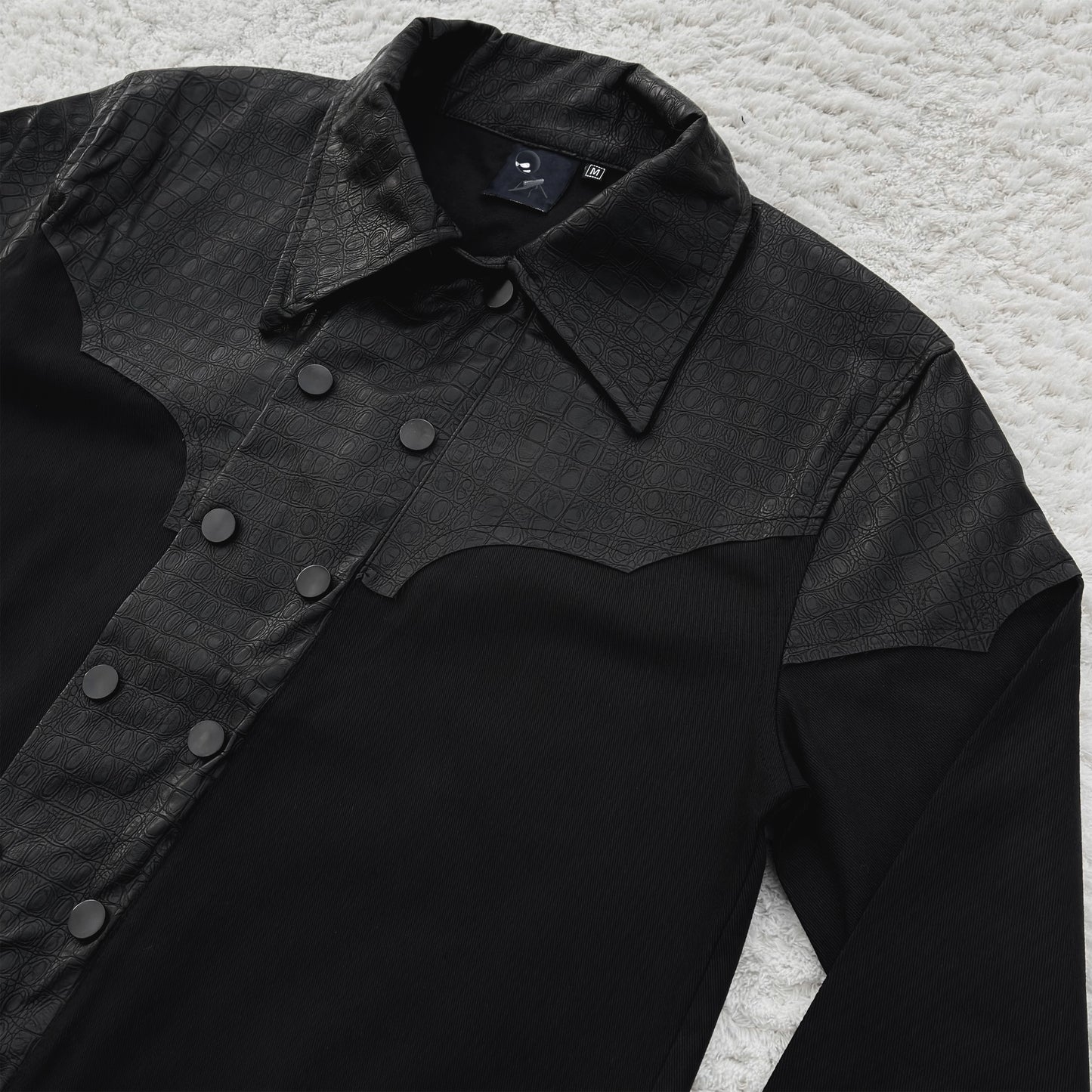 Double Button Croc Panel Shirt