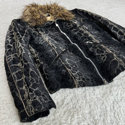 Tornado Mart Micro-Velvet Leopard Fur Jacket