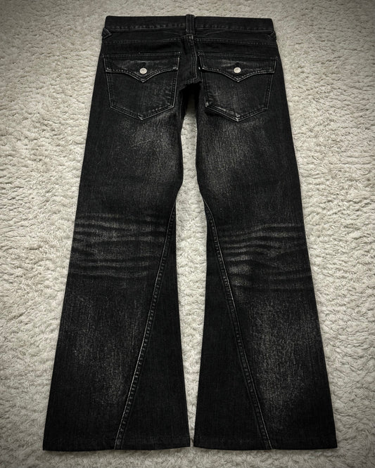 Modern Lovers Clawmarks Washed Spiral Flared Denim