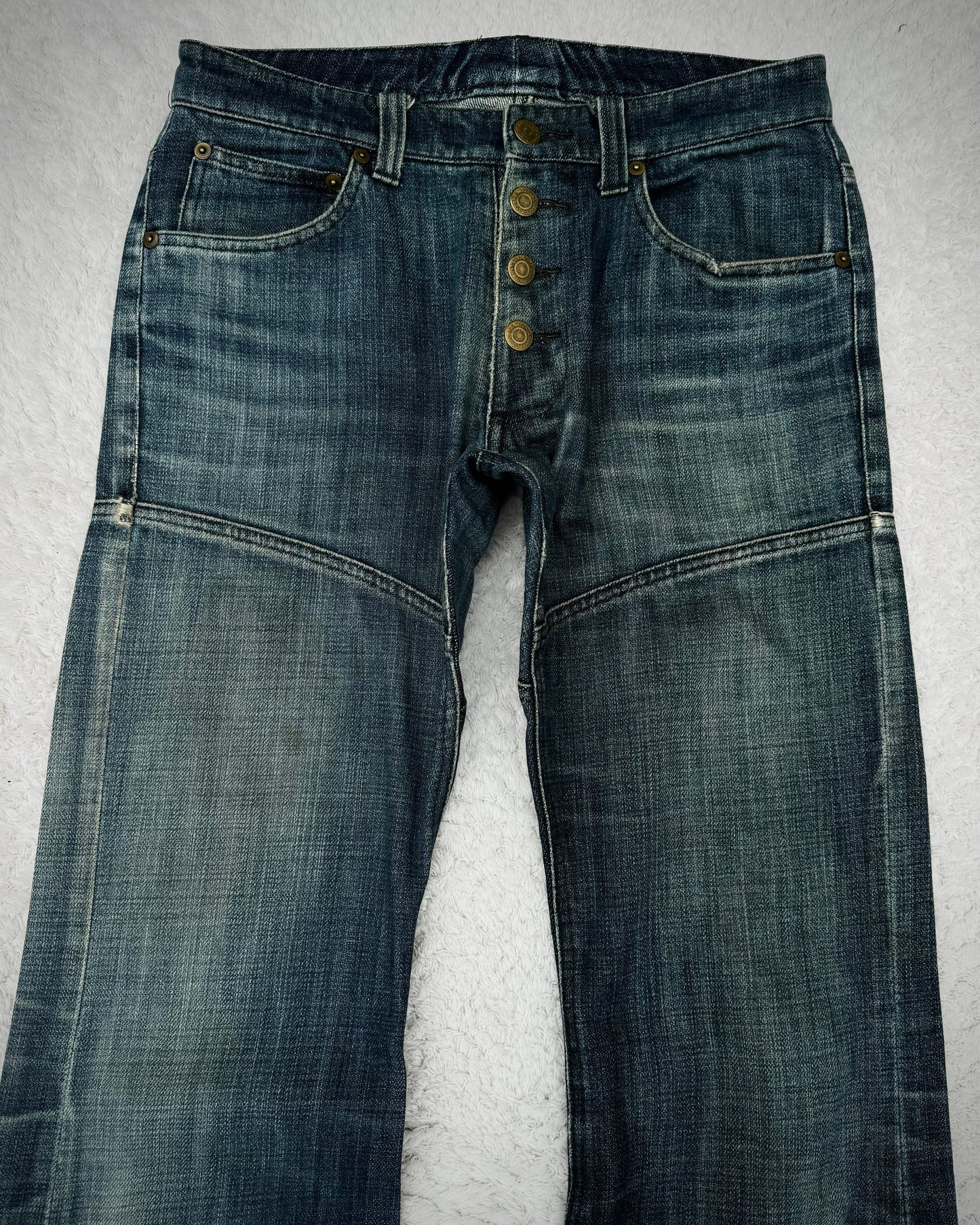 Tornado Mart Vintage Mud Washed Lace Up Flared Jeans