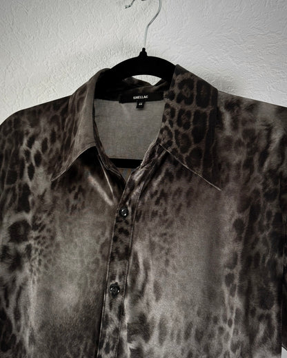 Shellac Leopard Pattern Button Up T-Shirt