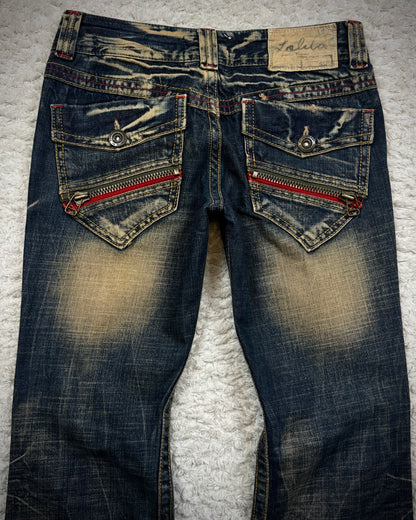 Lolita Mud Washed Zippered Flared Jeans