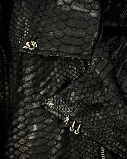 14th Addiction “10 Pythons” Pierced Leather Rider Jacket