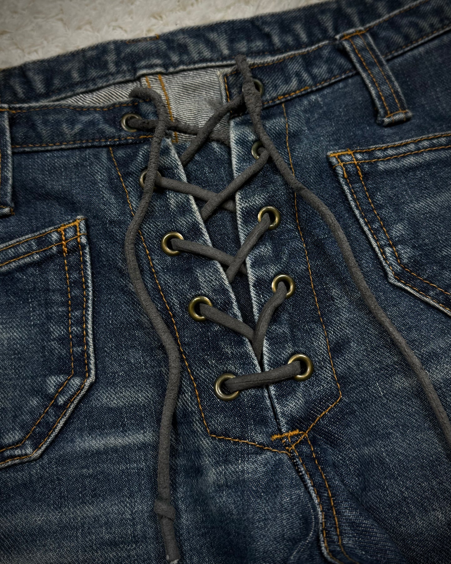 Booger Rooger Vintage Lace Up Flared Jeans