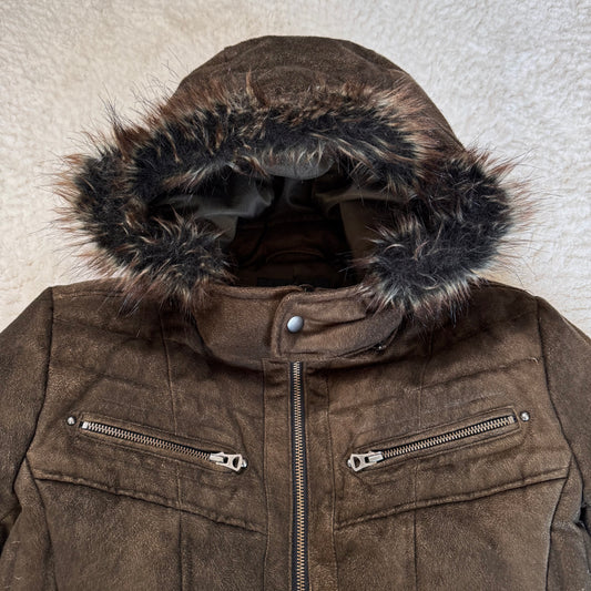 Tornado Mart Suede Fur Hood Puffer Jacket