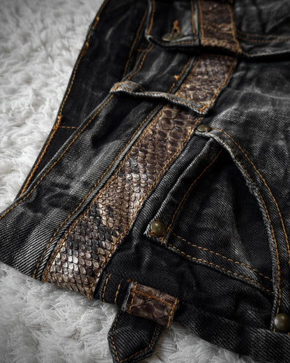 Tornado Mart Python Belted Flared Jeans