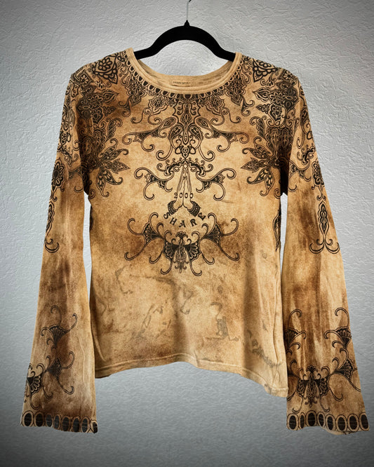 Share Spirit Tribal Sepia Washed Longsleeve Shirt