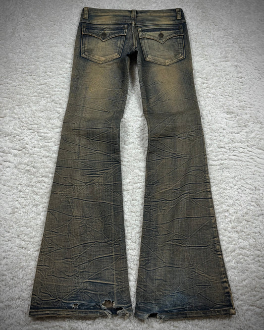 Agate Mud Honeycomb Washed Flared Jeans