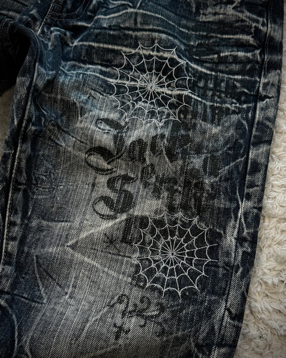 Jack Serika Spider Web Honeycomb Washed Flared Jeans