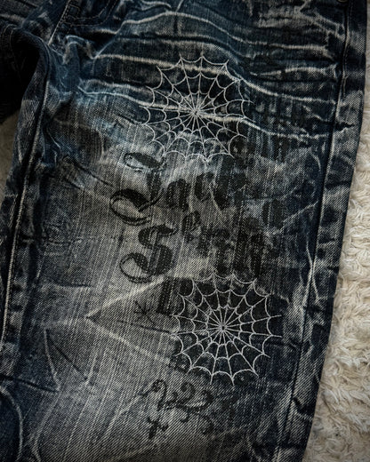 Jack Serika Spider Web Honeycomb Washed Flared Jeans