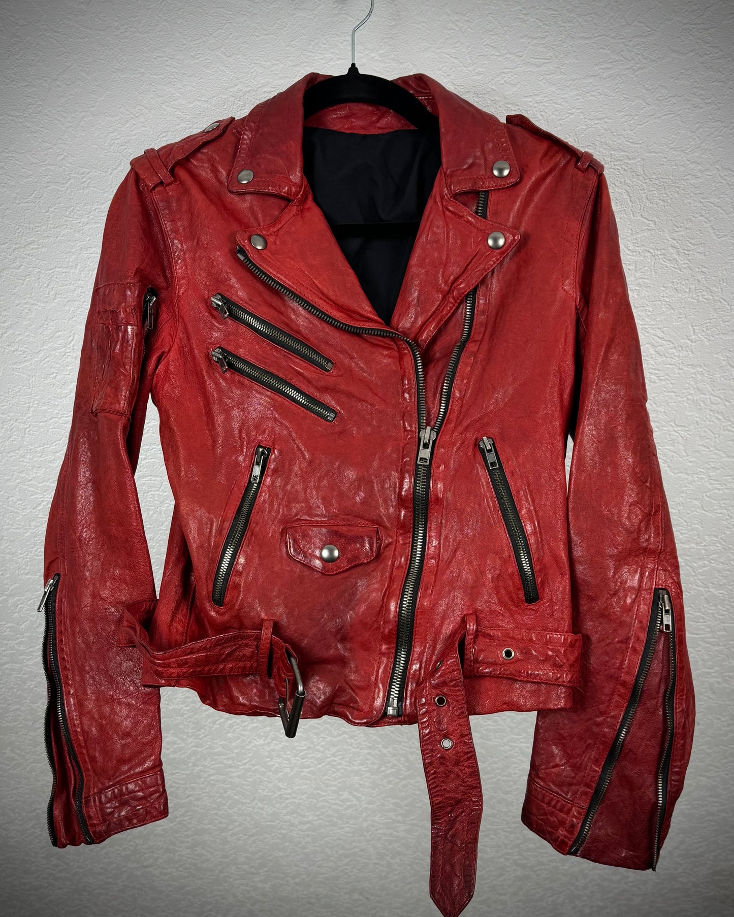 Blood Quilted Leather Biker Jacket