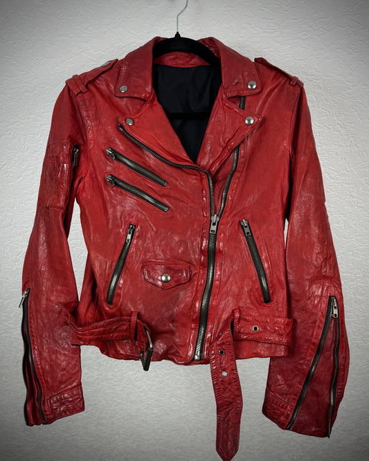 Blood Quilted Leather Biker Jacket