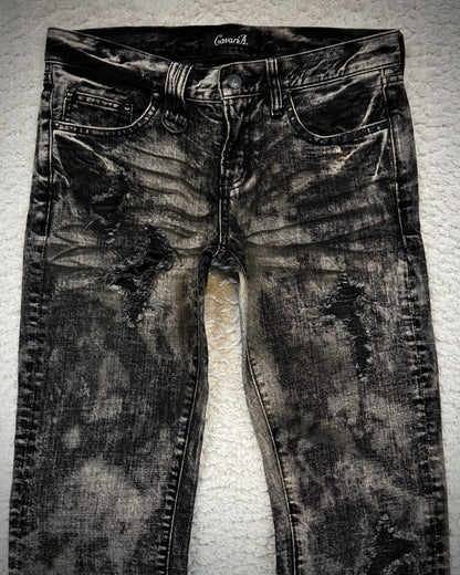 CavariA Ash Clawmarks Washed Flared Jeans