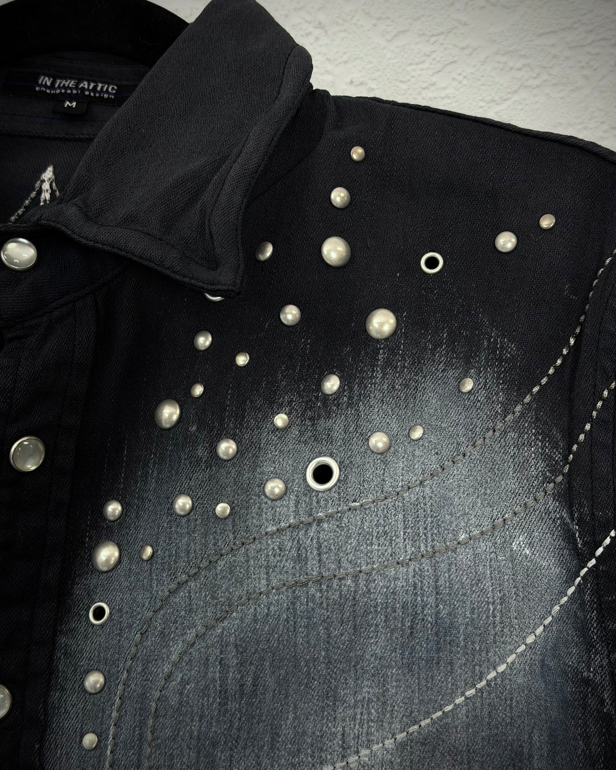 In The Attic Stitched Studded Ocean Button Up Shirt