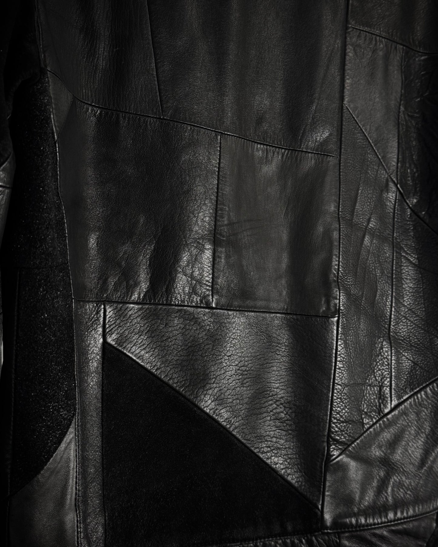 Lounge Lizard High Neck Patchwork Leather Jacket