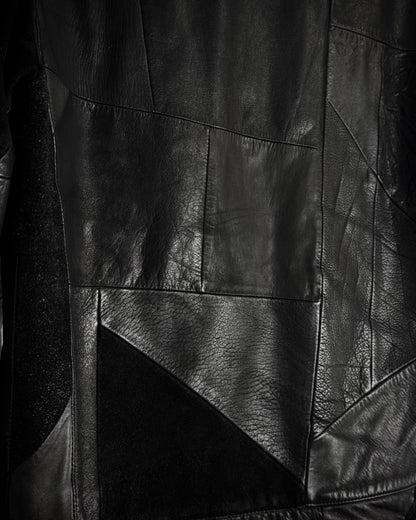 Lounge Lizard High Neck Patchwork Leather Jacket