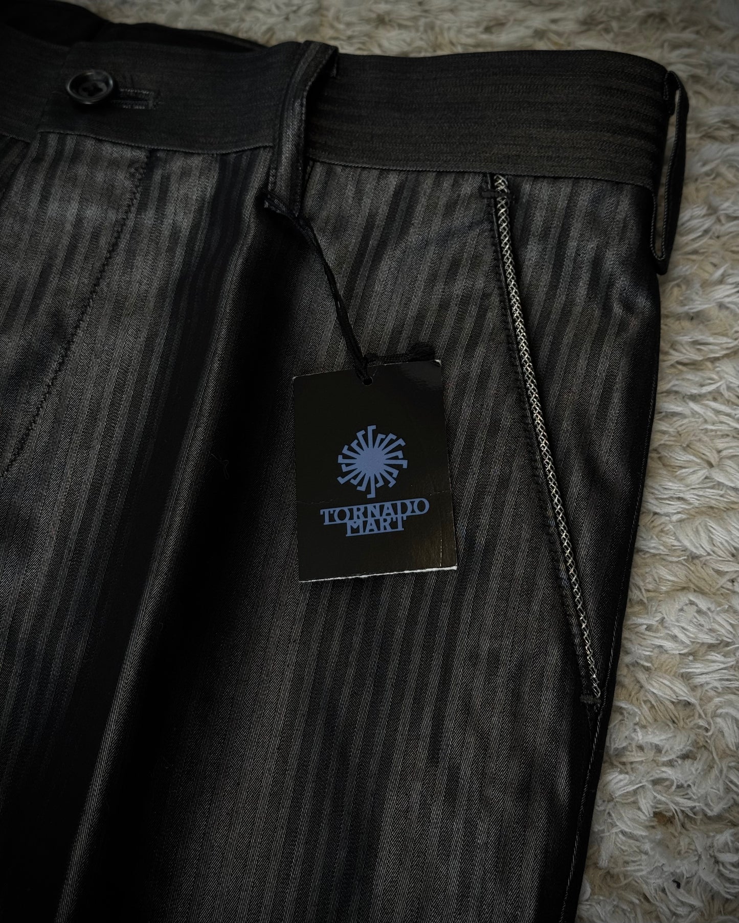 Tornado Mart Pin Striped Pleated Flared Dress Pants