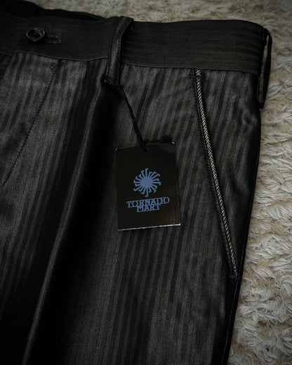 Tornado Mart Pin Striped Pleated Flared Dress Pants