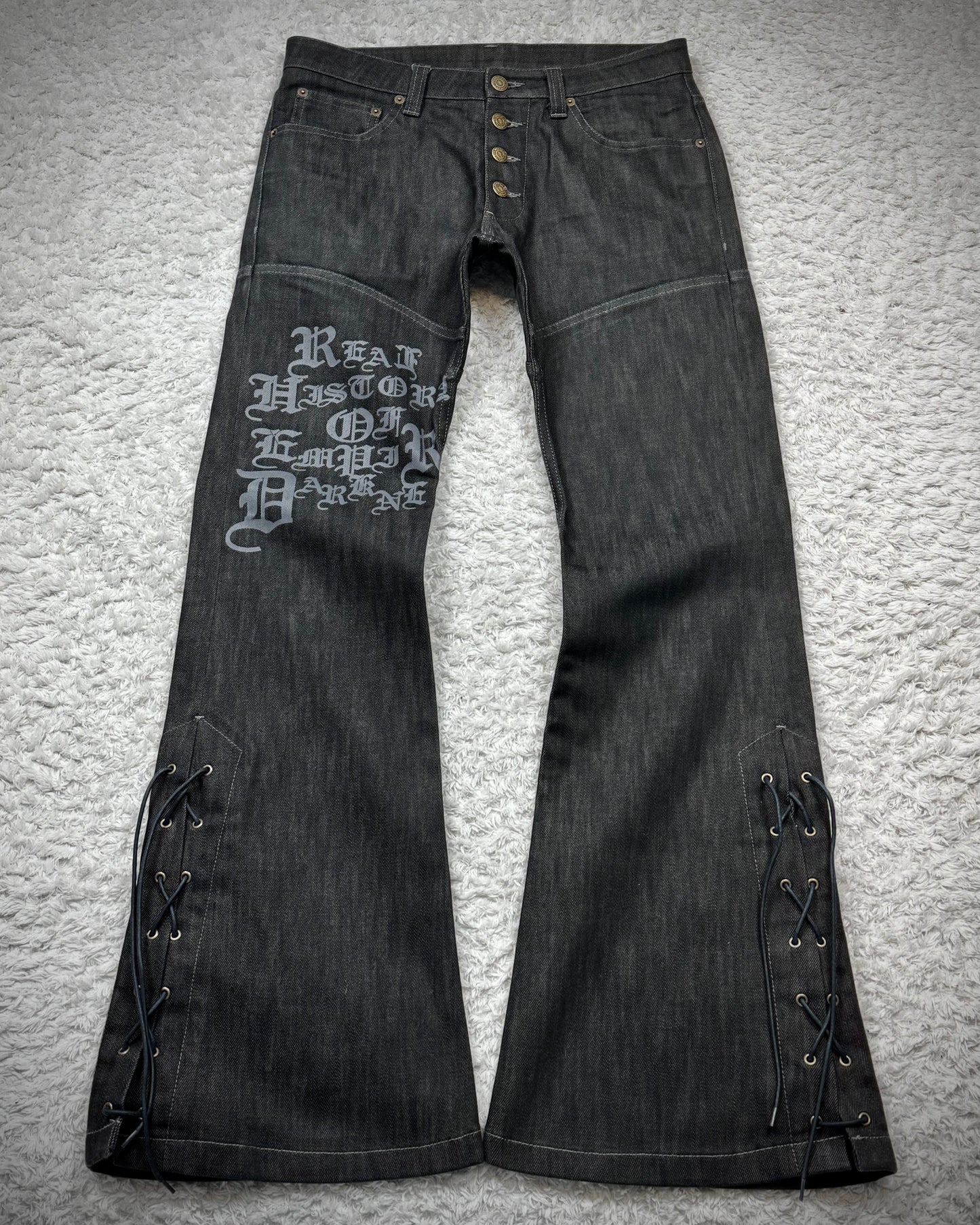 Tornado Mart Gothic Lace Up Flared Jeans