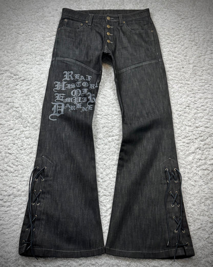 Tornado Mart Gothic Lace Up Flared Jeans