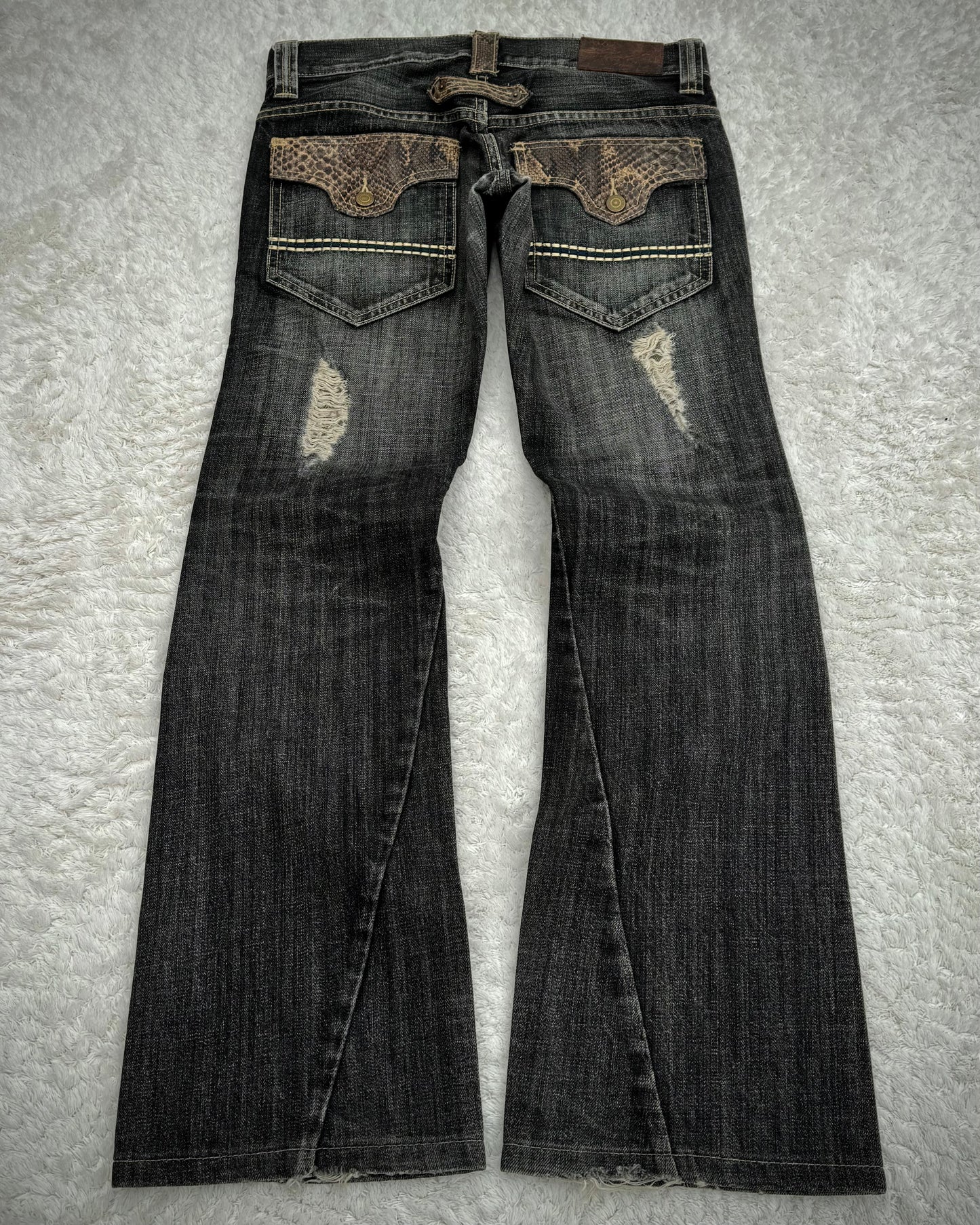 Tornado Mart Python Detailed Spiral Bootcut Jeans
