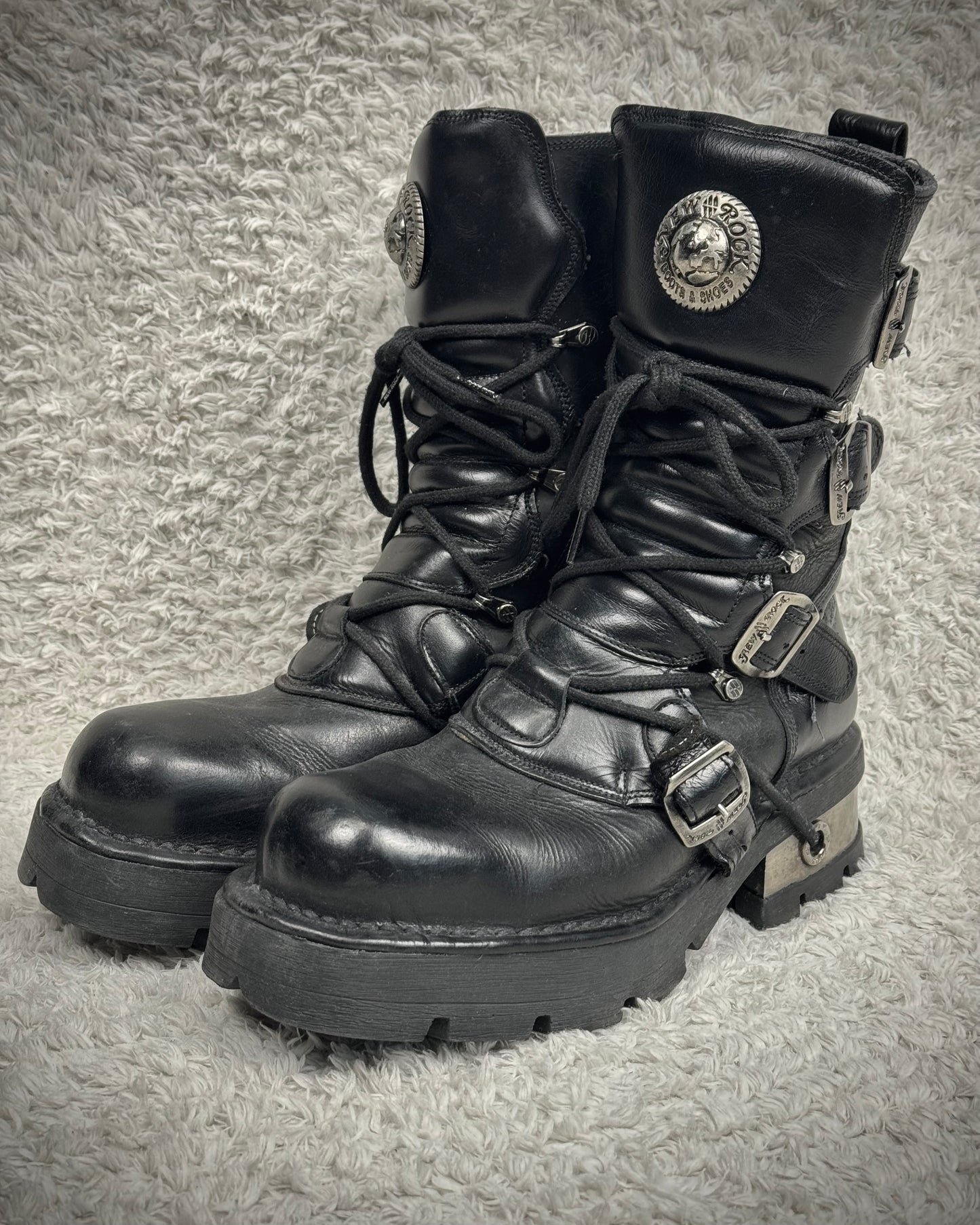 New Rock Steel Heel Leather Boots