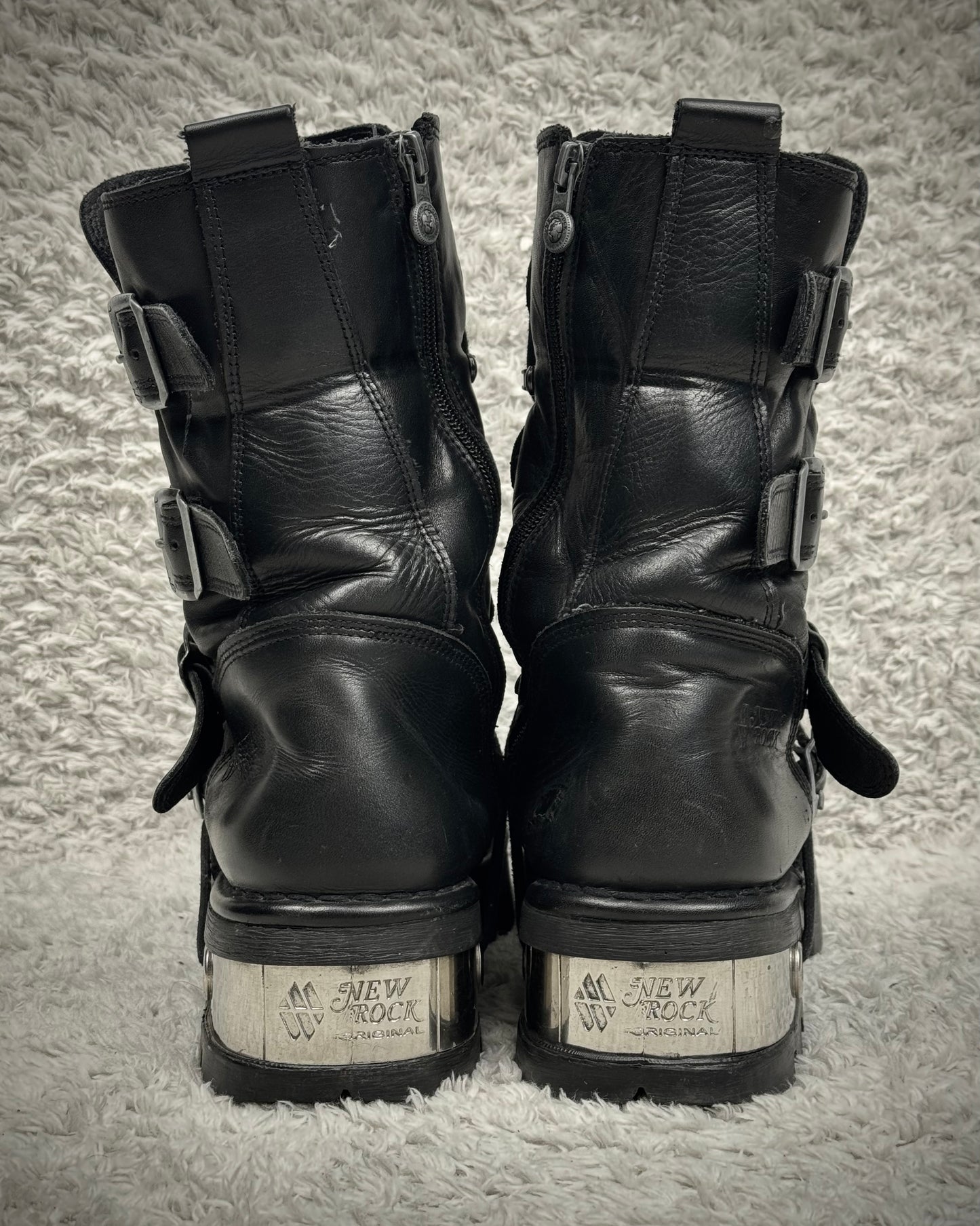 New Rock Steel Heel Leather Boots
