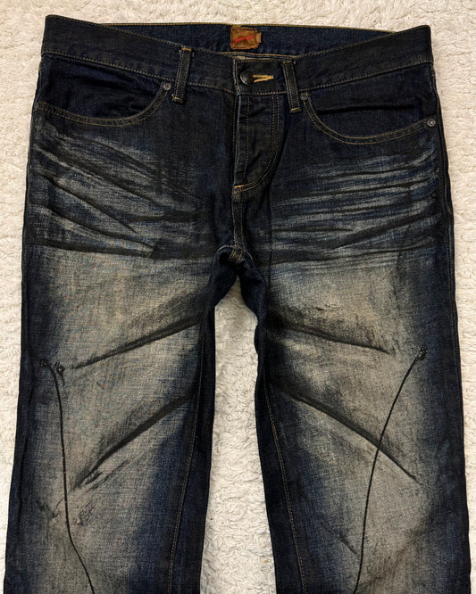 Jack Rose Clawmarks Coated Flared Jeans