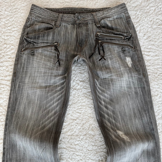 Nicole Club Leather Tassel Zippers Bootcut Jeans