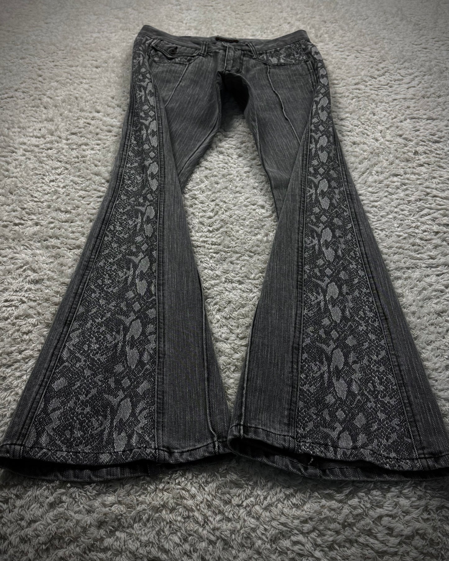 Morgan Homme Python Pattern Flared Jeans