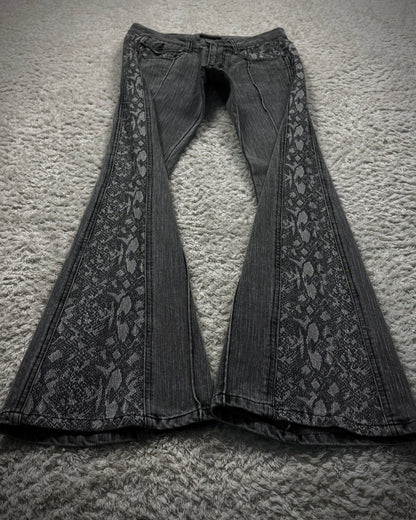 Morgan Homme Python Pattern Flared Jeans