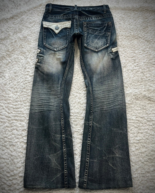 Rattle Trap Vintage Paint Detailed Bootcut Jeans