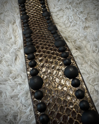 Diavlo Python Buckle & Textured Studded Leather Belt
