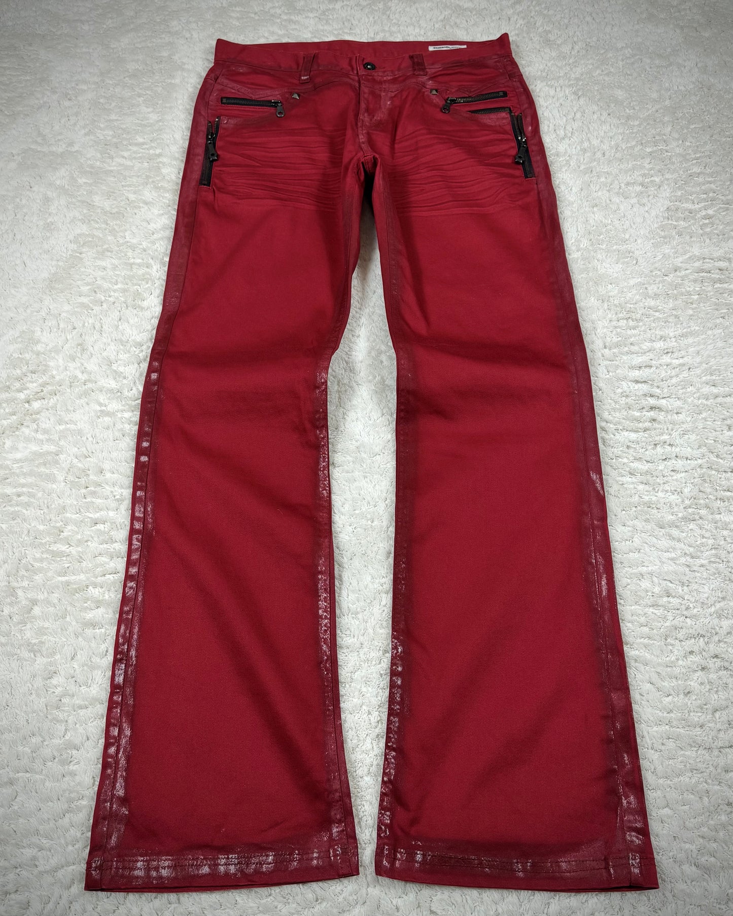 Semantic Design Crimson Waxed Studded Bootcut Jeans