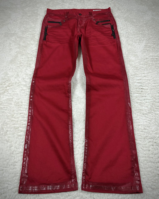Semantic Design Crimson Waxed Studded Bootcut Jeans