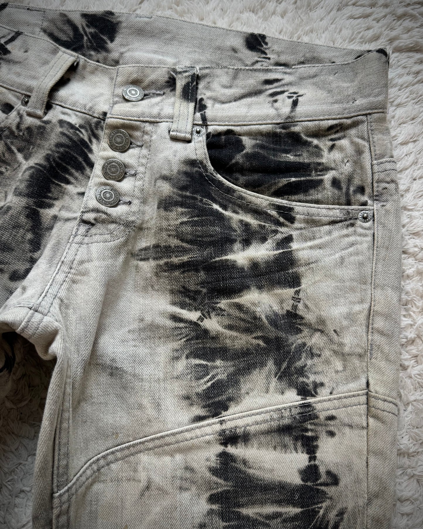Tornado Mart Smoke Washed Lace Up Flared Jeans