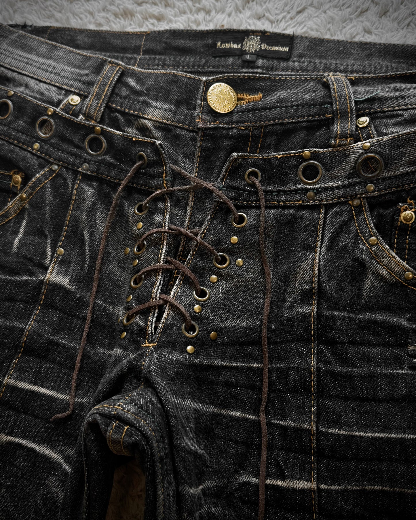 Lowbox Double Waisted Lace Up Bootcut Jeans