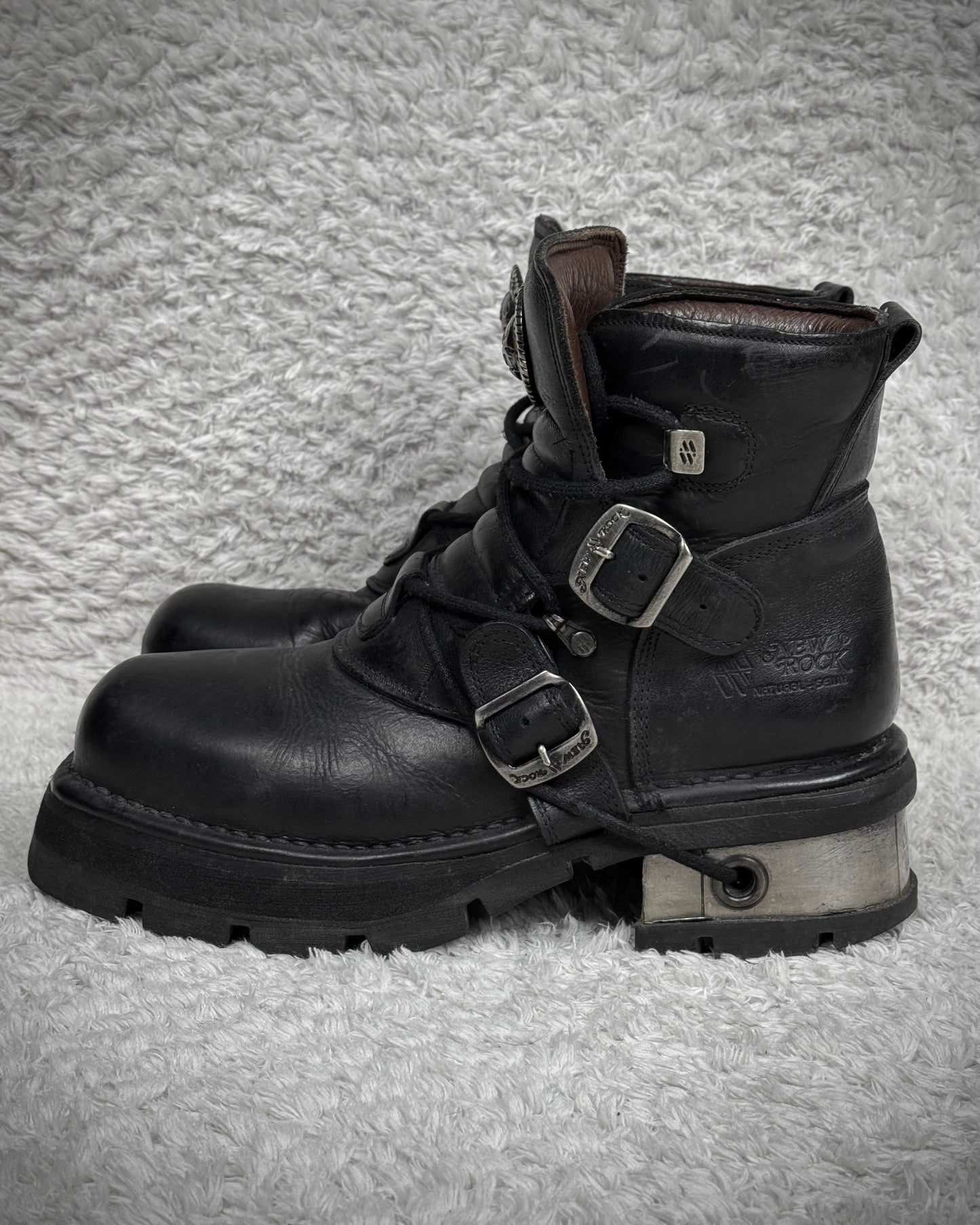 New Rock Steel Heel Leather Boots