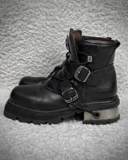 New Rock Steel Heel Leather Boots