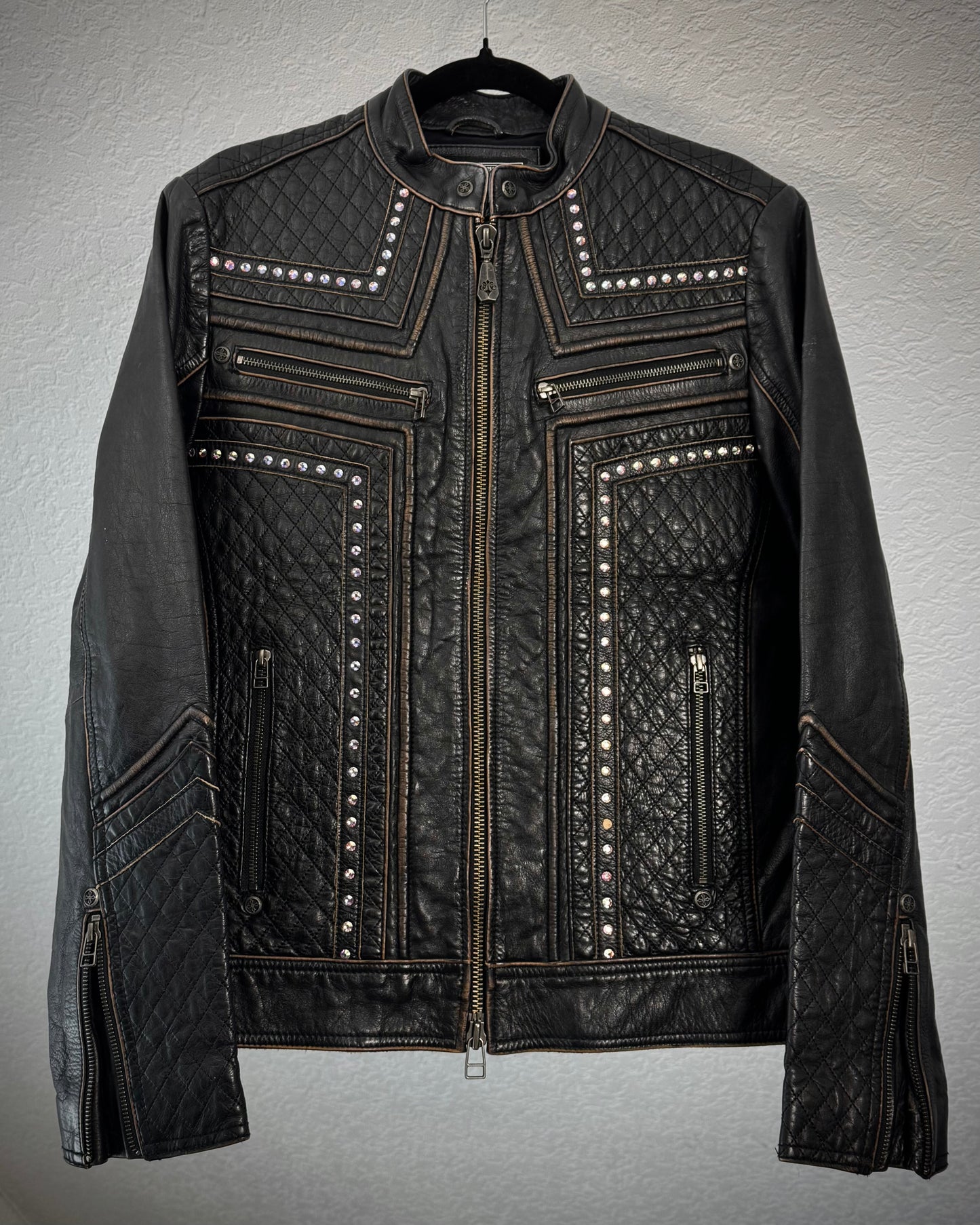 Affliction Limited Edition 3D Fleur De Lis Leather Jacket