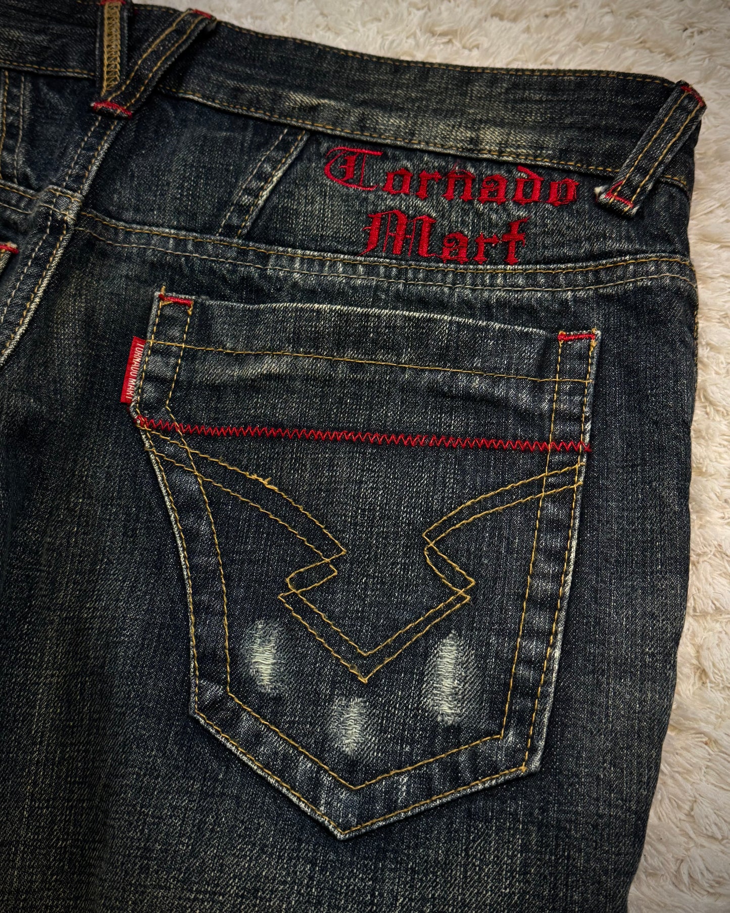 Tornado Mart Mud Washed Vintage Zippered Flared Jeans