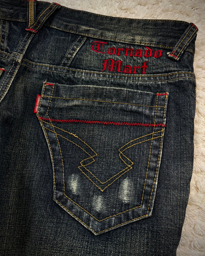 Tornado Mart Mud Washed Vintage Zippered Flared Jeans